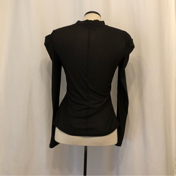 WAYF sheer black puff sleeve top. Size S. - Picture 2 of 6